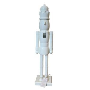 Nicole Miller 14in Christmas Nutcracker King White & Silver Holiday Glam New